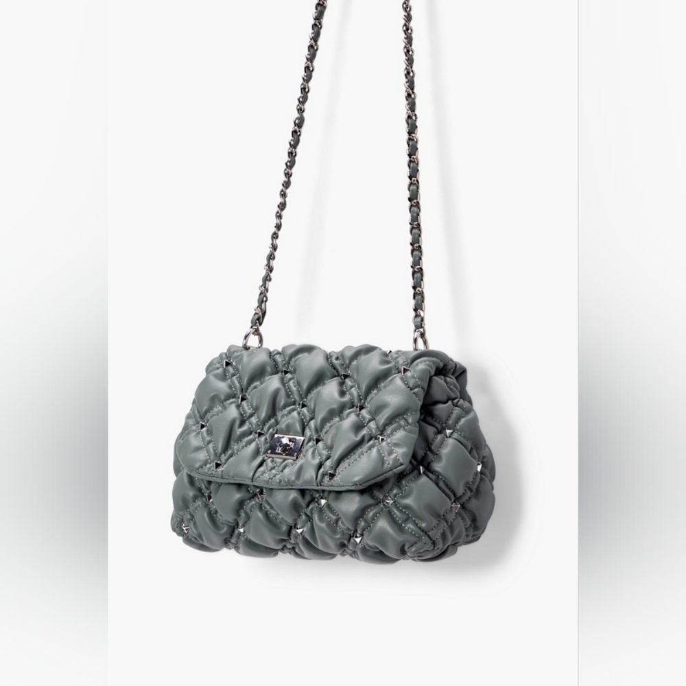 NWT Women's Stud Quilted Crossbody Goblin Blue